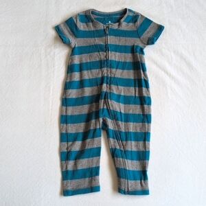 babyGap blue & gray striped cotton zipper jumpsuit 6-12 months baby boy
